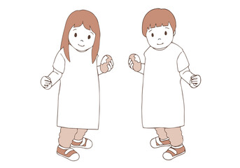 パンを持って立っている幼児たち