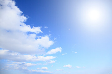 青空の雲と太陽