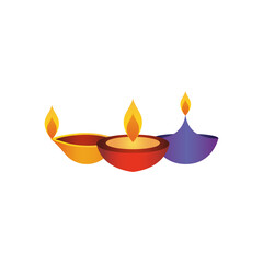 colorful diyas icon, flat style