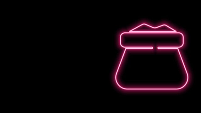 Glowing neon line Full sack icon isolated on black background. 4K Video motion graphic animation