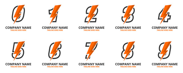 Set flash initial letter  Logo Icon Template. Illustration vector graphic. Design concept Electrical Bolt With letter symbol. Perfect for corporate, technology, initial , more technology brand identit