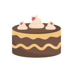 chocolate cake icon, flat style