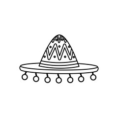 icon of mexican hat, line style