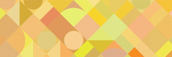 Banner, mosaic from different shapes. Dot texture. Vector design.