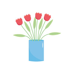 flowers in a pot icon, flat style
