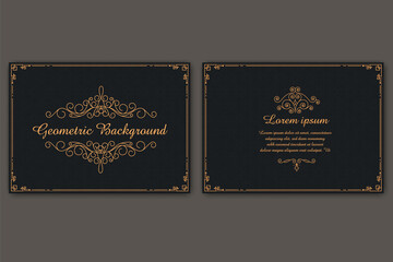 Elegant Template Luxury Business Card with Gold Dust & Place for Text. Particles Background. Vector illustration