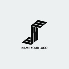 Initial letter s jr stripe creative logo design vector