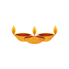 diwali yellow diyas icon, flat style