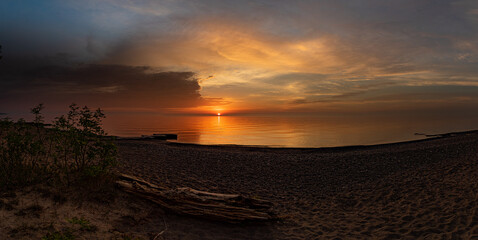 panoramic lakeside dawn