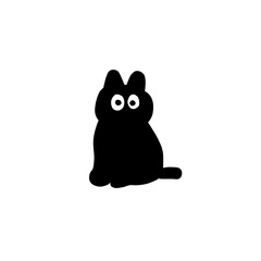 Black silhouette of cat.  illustration.