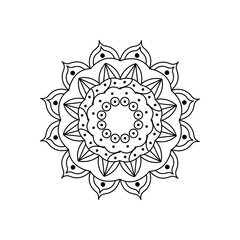 icon of mandala with floral design, line style