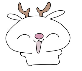 Cute reindeer. Baby deer. Merry Christmas cartoon character. Girl with red bow.  illustration