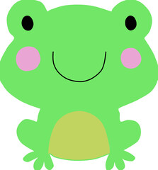 Cartoon animal, cute frog on blue backgrounds. Flat design.  Illustration.