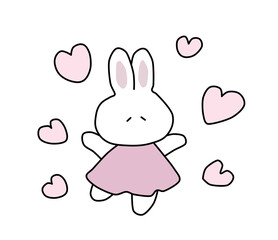 Cute princess rabbit in crown with floral frame.  illustration