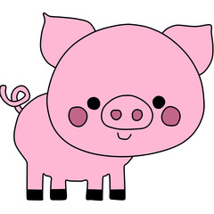 Cute baby piglet pointing (showing, presenting)