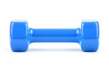 Blue dumbbell isolated on white background
