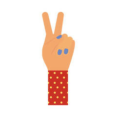 hands with peace and love symbol flat style icon