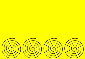 vector many black spiral line on yellow background empty copy space