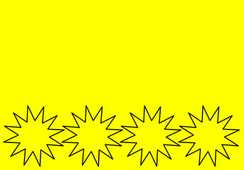 vector many black stars line on yellow background empty copy space
