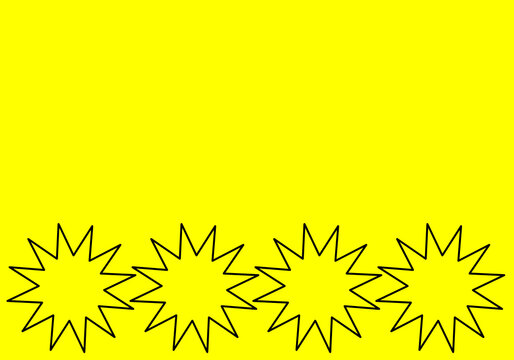 vector many black stars line on yellow background empty copy space