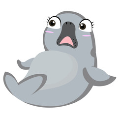 Cute style manatee on white background Isolates.