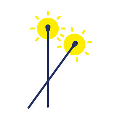 diwali sparkle sticks icon, flat style
