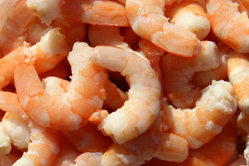Texture of peeled raw shrimp for cooking