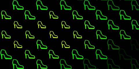 Dark green, yellow vector template with businesswoman signs.