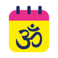 calendar with ohm symbol icon, flat style