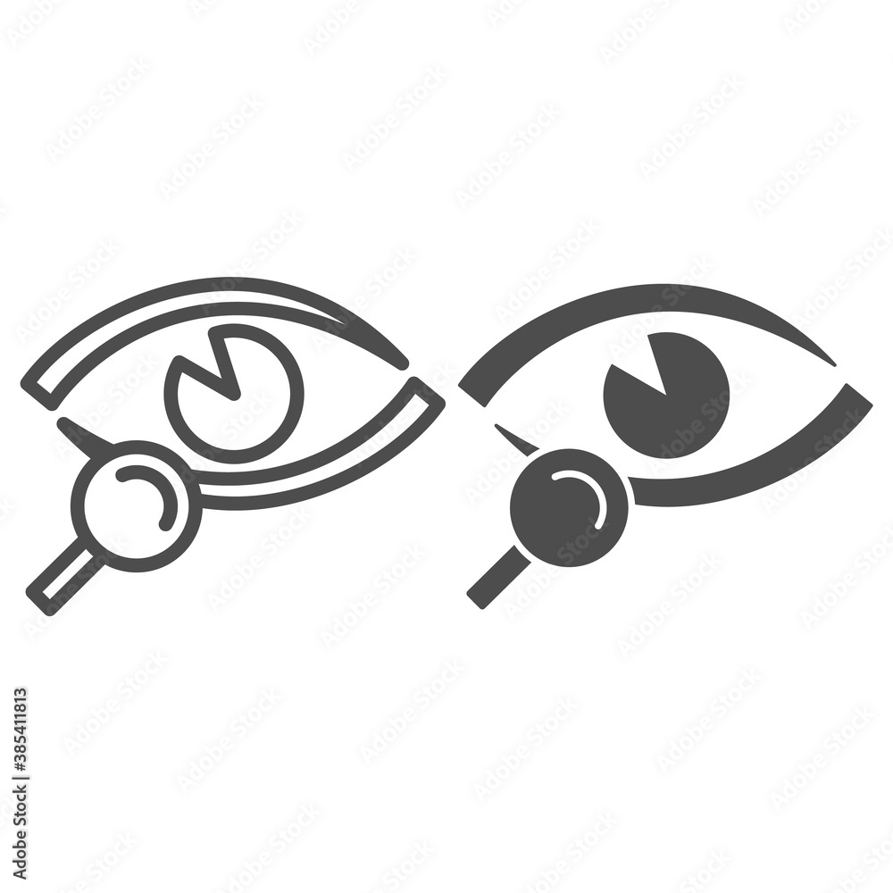 Poster vision test line and solid icon, medical tests concept, eyesight check sign on white background, mag