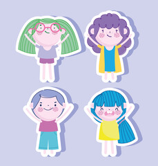 little boys and girls stickers icons