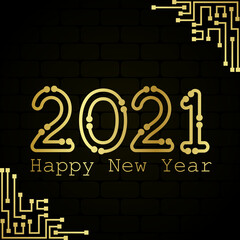 Vector graphic of happy new year 2021 good for new year 2021 celebration. flat design. flyer design.flat illustration.	