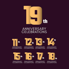 19 th Anniversary Celebration Vector Template Design Illustration
