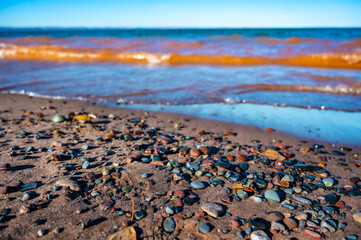 lake superior beach looking through rocks to find agates