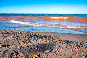 lake superior beach looking through rocks to find agates