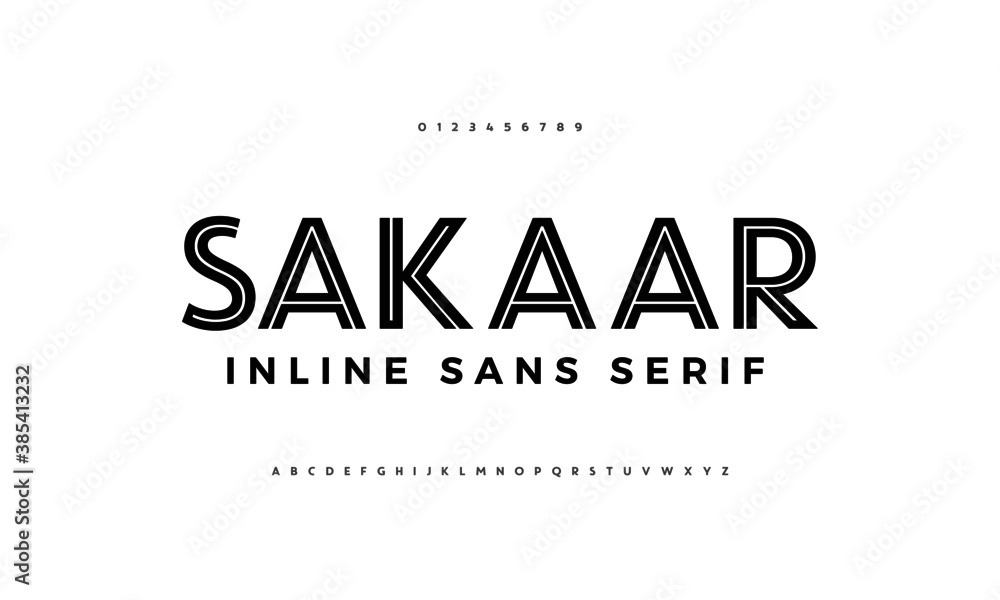Aufkleber modern abstract font and alphabet. vector design of fonts set.