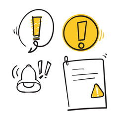 Simple Set of Warnings Related Vector Line Icons in doodle hand drawn style. isolated