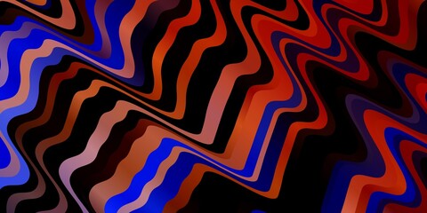 Light Blue, Red vector pattern with curved lines. Colorful abstract illustration with gradient curves. Template for cellphones.