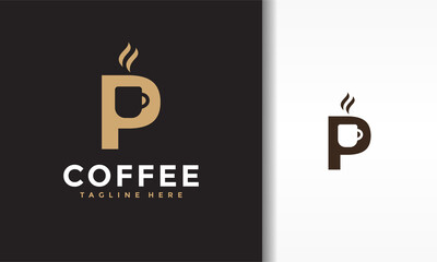 letter P coffee cup logo