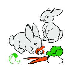 Vector rabbit eating in a simple and elegant design that suits your business and uses the latest Adobe illustrations.
