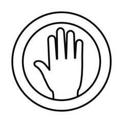 stop hand round sign icon, line style