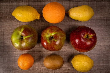 Healthy Fruits on Wooden Background