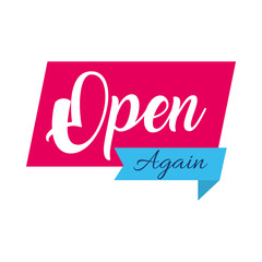 open again sign icon, flat style