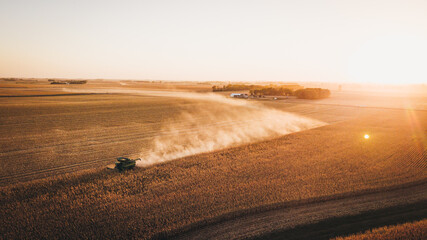 Harvest Sunset from Drone