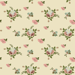 seamless vector flowers pattern on     background