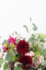 Fresh fall bridal bouquet with dahlia