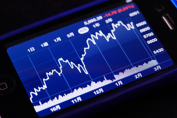 スマートフォンの株価グラフ