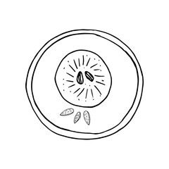 traditional indian sweets sandesh on plate sketch hand drawn vector doodle icon, monochrome, minimalism. food, menu, dessert, label, card, sticker, poster