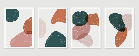 Abstract wall art vector collection.  Abstract organic shape Art design for poster, print, cover, wallpaper, Minimal and  natural wall art. Vector illustration.