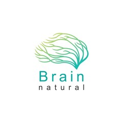 design logo brain and leaf green color design vector